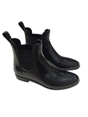 Sam Edelman Black Glossy Chelsea Rain Booties